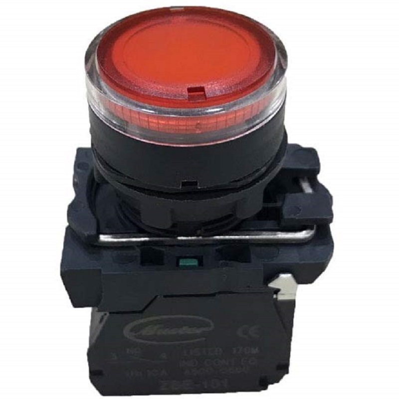 Nút nhấn OFF có đèn 220VAC (1NC, ĐỎ), MT-PR-A102L Master