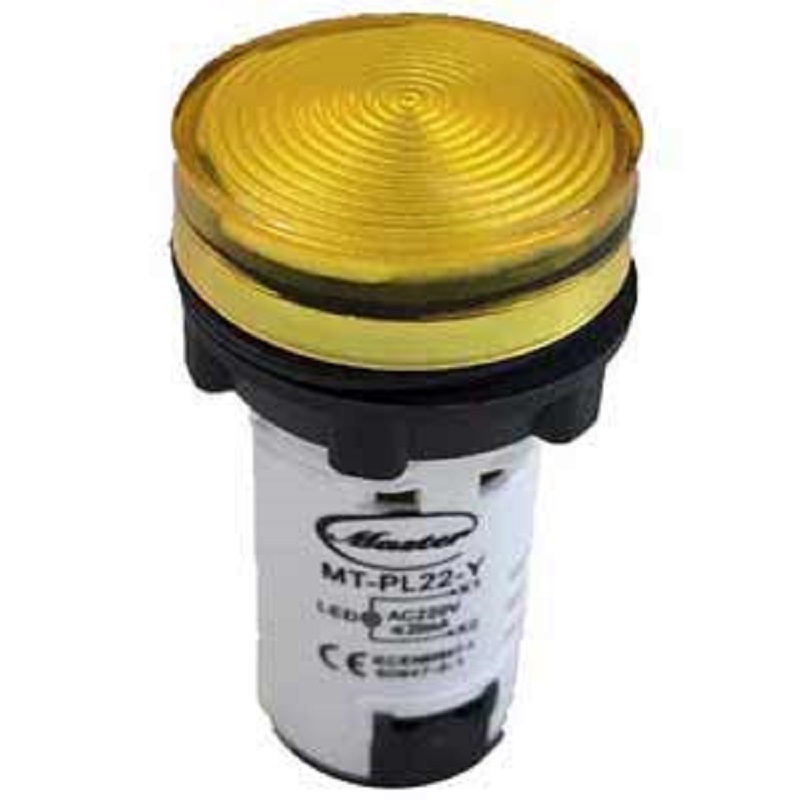 Đèn báo pha Vàng 110VAC/DC,MT-PL22-Y-110VAC/DC Master