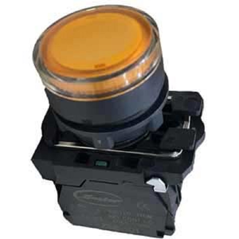 Nút nhấn RESET có đèn 220VAC (1NO, màu hổ phách( cam) ), MT-PA-A101L Master