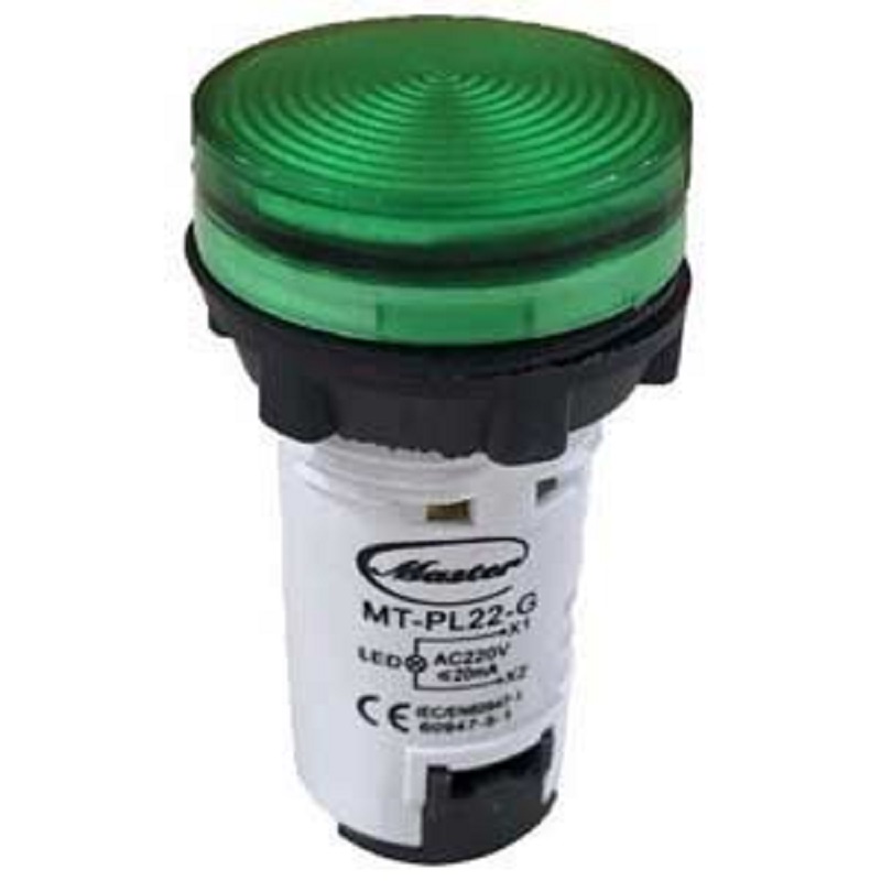 Đèn báo pha Xanh lá 110VAC/DC,MT-PL22-G-110VAC/DC Master
